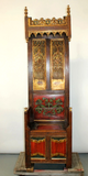 Antique Chair, French Gothic Revival Bishop's, Oak, Polychrome, Panels, 1800s!! - Old Europe Antique Home Furnishings