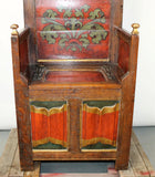 Antique Chair, French Gothic Revival Bishop's, Oak, Polychrome, Panels, 1800s!! - Old Europe Antique Home Furnishings