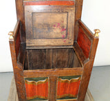 Antique Chair, French Gothic Revival Bishop's, Oak, Polychrome, Panels, 1800s!! - Old Europe Antique Home Furnishings