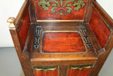 Antique Chair, French Gothic Revival Bishop's, Oak, Polychrome, Panels, 1800s!! - Old Europe Antique Home Furnishings