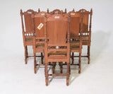 Antique Chairs, Breton, Dining, Side, Set of 6, Style Carved, Oak, 1900s!