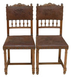 Antique Chairs, Dining, Leather, (6) French Henri II Style, Walnut, 1800s!! - Old Europe Antique Home Furnishings