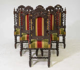 Antique Chairs, Dining, Louis XIII Style, Barley Twist, Set of Six, E. 1900's!