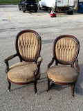 Antique Chairs, Parlor, American Victorian Walnut, Set of Six, 4 Side, 1800s!! - Old Europe Antique Home Furnishings