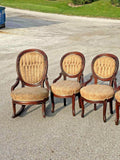 Antique Chairs, Parlor, American Victorian Walnut, Set of Six, 4 Side, 1800s!! - Old Europe Antique Home Furnishings