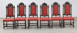 Antique Chairs, Set Of 6 & 2, Red, Carved, French RenaIss., Barley Twist, 1800s!! - Old Europe Antique Home Furnishings