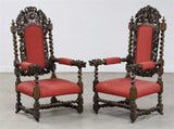 Antique Chairs, Set Of 6 & 2, Red, Carved, French RenaIss., Barley Twist, 1800s!! - Old Europe Antique Home Furnishings