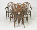 Antique Chairs, Set of Twelve, Wagon Wheel Back, Oak, Arm and Side, C. 1920's! - Old Europe Antique Home Furnishings