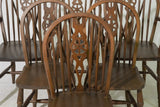 Antique Chairs, Set of Twelve, Wagon Wheel Back, Oak, Arm and Side, C. 1920's! - Old Europe Antique Home Furnishings