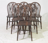 Antique Chairs, Set of Twelve, Wagon Wheel Back, Oak, Arm and Side, C. 1920's! - Old Europe Antique Home Furnishings