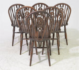 Antique Chairs, Set of Twelve, Wagon Wheel Back, Oak, Arm and Side, C. 1920's! - Old Europe Antique Home Furnishings