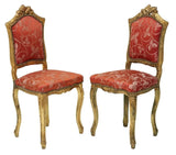 Antique Chairs, Side, French, Louis XV Style, Giltwood, Carved Crest, E. 1900s!! - Old Europe Antique Home Furnishings