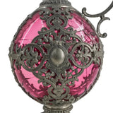 Antique Clarets, Colored Pink Glass & Pewter, Two Pieces, European, 1800s! - Old Europe Antique Home Furnishings