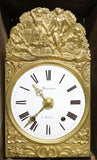 Antique Clock, French Morbier, Hand-Painted, Longcase, Gilt Metal Frame, 1800s - Old Europe Antique Home Furnishings