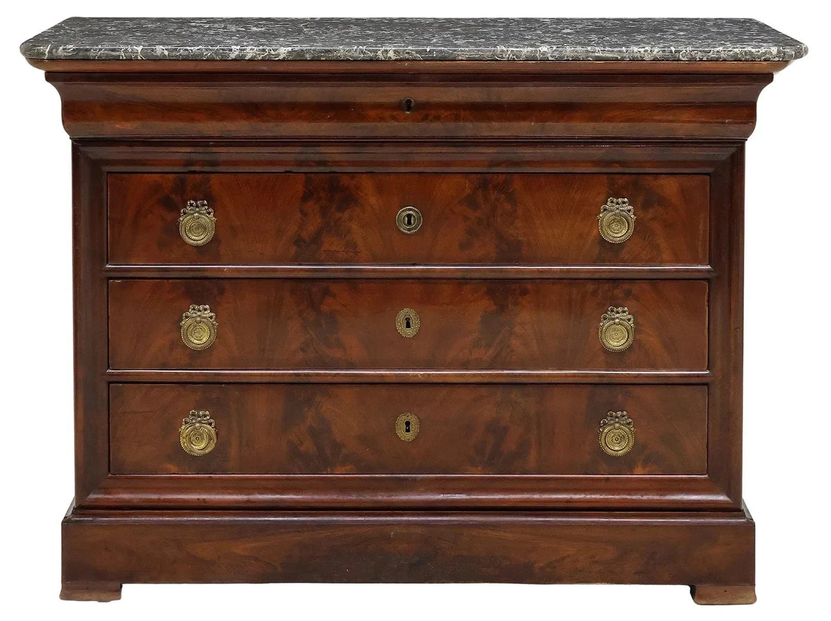 Antique Commode, French Louis Philppe Period, Marble-Top, Mahogany, 19 ...