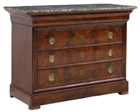 Antique Commode, French Louis Philppe Period, Marble-Top, Mahogany, 19th, 1800s!