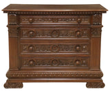 Antique Commode, Italian Baroque Style, Carved, Walnut, 4 Drawers, Early 1900s! - Old Europe Antique Home Furnishings