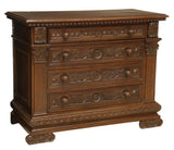 Antique Commode, Italian Baroque Style, Carved, Walnut, 4 Drawers, Early 1900s! - Old Europe Antique Home Furnishings