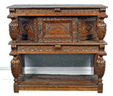 Antique Court Cupboard, Early Elizabethan, Carved Oak, 17th / 18th Century!! - Old Europe Antique Home Furnishings
