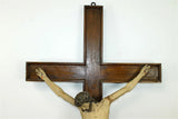 Antique Crucifix on Wooden Cross, French, Large Scale, Rare Decor, 1800s!!.jpg - Old Europe Antique Home Furnishings