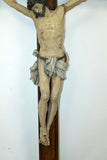 Antique Crucifix on Wooden Cross, French, Large Scale, Rare Decor, 1800s!!.jpg - Old Europe Antique Home Furnishings