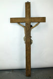 Antique Crucifix on Wooden Cross, French, Large Scale, Rare Decor, 1800s!!.jpg - Old Europe Antique Home Furnishings