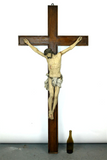 Antique Crucifix on Wooden Cross, French, Large Scale, Rare Decor, 1800s!!.jpg - Old Europe Antique Home Furnishings