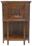 Antique Cupboard, Cabinet, Credence, French Gothic, Revival, Carved Oak, 1800s! - Old Europe Antique Home Furnishings