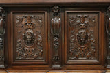 Antique Cupboard, French Renaissance Revival, Carved Oak, Shelf, Drawers, 1800s - Old Europe Antique Home Furnishings