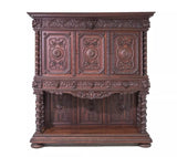 Antique Cupboard, Louis XIII Style, Carved Wood, French Twist, 19th C, 1800s - Old Europe Antique Home Furnishings