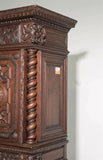 Antique Cupboard, Louis XIII Style, Carved Wood, French Twist, 19th C, 1800s - Old Europe Antique Home Furnishings