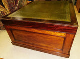 Antique Desk, Partners, Mahogany, Green Tooler Leather Top, Office, 1800s!! - Old Europe Antique Home Furnishings