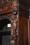 Antique Display Cupboard / Bookcase, Renaissance Style, Carved Oak, 1800s! - Old Europe Antique Home Furnishings