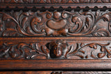 Antique Display Cupboard / Bookcase, Renaissance Style, Carved Oak, 1800s! - Old Europe Antique Home Furnishings