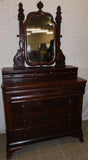Antique Dresser, Empire Mahogany, with Mirror, Dark Wood Tones, 1800's!! - Old Europe Antique Home Furnishings