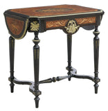 Antique Drop-Side Tables, Near Pair, French Napoleon III, Marquetry, 1800s!! - Old Europe Antique Home Furnishings