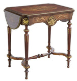 Antique Drop-Side Tables, Near Pair, French Napoleon III, Marquetry, 1800s!! - Old Europe Antique Home Furnishings