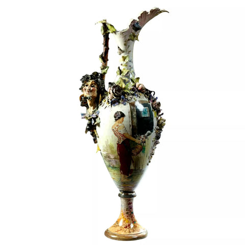 Antique Ewer, Large Italian Porcelain, Late 19th Century, 1800s, Gorgeous!