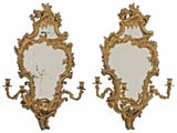 Antique Girandoles, Louis XV Style, Gilt, Mirrored, Rococo, Pair, 18/19th C!