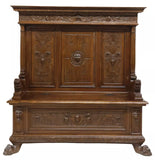 Antique Hall Bench, Large Italian Renaissance Revival, Carved Walnut, E. 1900s!