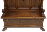 Antique Hall Bench, Large Italian Renaissance Revival, Carved Walnut, E. 1900s!