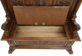 Antique Hall Bench, Large Italian Renaissance Revival, Carved Walnut, E. 1900s!