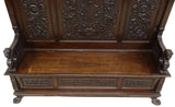 Antique Hall Bench, Large Italian Renaissance Revival, Carved Walnut, E. 1900s! - Old Europe Antique Home Furnishings