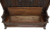 Antique Hall Bench, Large Italian Renaissance Revival, Carved Walnut, E. 1900s! - Old Europe Antique Home Furnishings