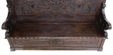 Antique Hall Bench, Renaissance Revival, Carved, Oak, Coffer-Base, 19th, 1800s - Old Europe Antique Home Furnishings