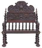 Antique Hall Bench, Spanish, Baroque Revival, Carved, Walnut, Twist Legs, 1800s