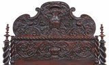 Antique Hall Bench, Spanish, Baroque Revival, Carved, Walnut, Twist Legs, 1800s
