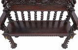 Antique Hall Bench, Spanish, Baroque Revival, Carved, Walnut, Twist Legs, 1800s