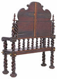 Antique Hall Bench, Spanish, Baroque Revival, Carved, Walnut, Twist Legs, 1800s