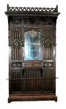 Antique Hall Tree, French Gothic Revival, Oak, Carved, MIrror, 19th C, 1800s!! - Old Europe Antique Home Furnishings